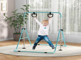 Adjustable Height, Foldable Kids Gymnastics Bar w/ Non-slip Rubber Floor Rings, for 3 Years, Green T3398P378984