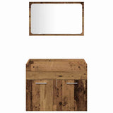 Bathroom Furniture Set with Door 3 pcs Old Wood Engineered Wood 3332495
