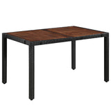 7 Piece Outdoor Dining Set Poly Rattan and Acacia Wood Black 43935