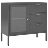 Sideboard Anthracite 75x35x70 cm Steel and Tempered Glass 336075