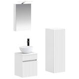Bathroom Furniture Set 4 pcs White Engineered Wood and Glass 3407455
