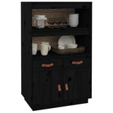 Highboard Black 67x40x108.5 cm Solid Wood Pine 820161