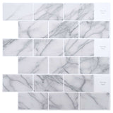 Subway Tile 20 pcs White Marble 30 x 30 cm Polyurethane and PET 42046130