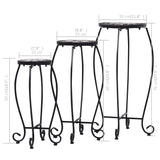Table Set of 3 Black and White Iron and Ceramic Small Durable 46703