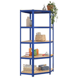 5-Layer Corner Shelf Blue Steel&Engineered Wood 152873