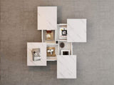 Modern square coffee table with marble look, Centre Tea Table with 4 Sliding Drawers, Coffee End N605P375112W