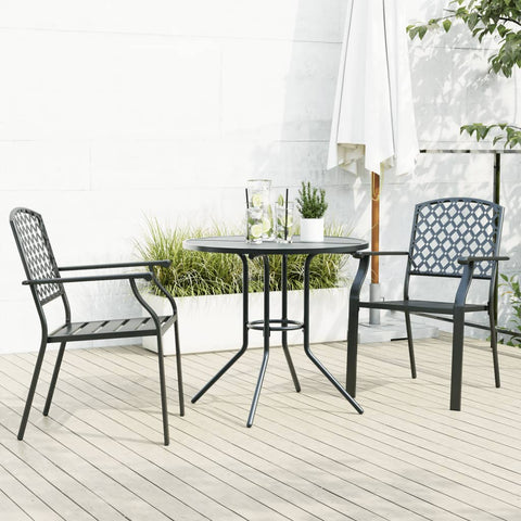 Stackable Garden Chair Set 3 pcs Anthracite Powder-coated Steel 3283768