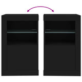 Side Cabinets with LED Lights 2 pcs Black Engineered Wood 836633