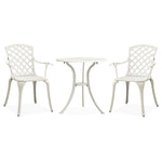 ZNTS 3 Piece Bistro Set Cast Aluminium White 315593