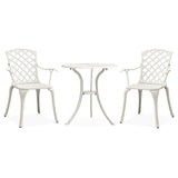 ZNTS 3 Piece Bistro Set Cast Aluminium White 315593