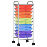 ZNTS 10-Drawer Mobile Storage Trolley Multicolour Plastic 320406