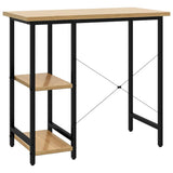 Computer Desk Black and Light Oak 80x40x72 cm MDF and Metal 20557