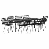 Garden Dining Set 9 pcs Black Powder-Coated Steel 3379190