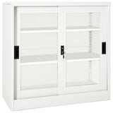 Sliding Door Cabinet White 90x40x90 cm Steel 335954