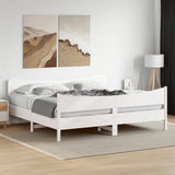 Bed Frame without Mattress White 200x200 cm Solid Wood Pine 3216370