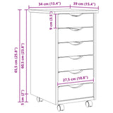 Rolling Cabinet with Drawers MOSS Clear Varnish Solid Pine wood 42032400