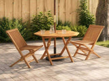 3 Piece Folding Garden Bistro Set Natural Solid Teak Wood 3434120