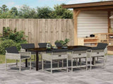 Garden Dining Set 9 pcs Light Grey Poly Rattan 3380736