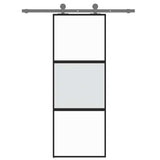 Sliding Door Black 76x205 cm Tempered Glass and Aluminium 155201