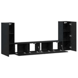 Black Oak TV Cabinet Set 4 pcs Black oak Large Engineered wood 3393313