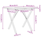 ZNTS Dining Table X-Frame 90x90x75 cm Solid Wood Pine and Steel 3282696