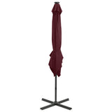 Cantilever Garden Parasol with Pole and LED Lights Bordeaux Red 250 cm 312326