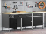 Work Cabinet with Drawer 3 pcs Black and Grey 150 x 55 x 85 cm 3321366