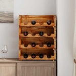 ZNTS Wine Racks 4 pcs for 16 Bottles Solid Mahogany Wood 244491