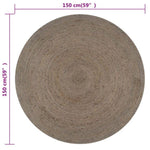 Handmade Rug Jute Round 150 cm Grey 133664