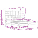 Bookcase Bed without Mattress White 140x200 cm Solid Wood Pine 3308883