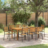 Garden Dining Set 9 pcs Black Solid Acacia Wood 3365544