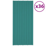 Roof Panels 36 pcs Galvanised Steel Green 100x45 cm 317212