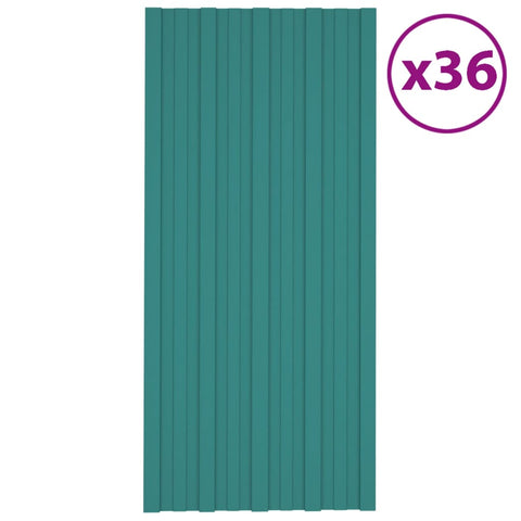 Roof Panels 36 pcs Galvanised Steel Green 100x45 cm 317212
