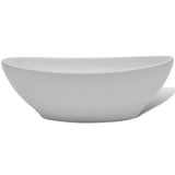 Bathroom Basin with Mixer Tap Ceramic Oval White 275497