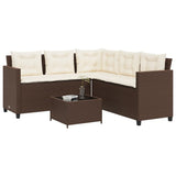 Garden Sofa with Table and Cushions L-Shaped Brown Poly Rattan 369040