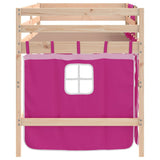 Kids' Loft Bed with Curtains without Mattress Pink 90x200cm 3206966