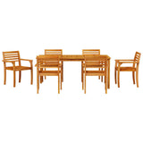 Garden Dining Set 7 pcs Brown Solid Acacia Wood 3375673