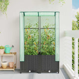 Raised Bed with Greenhouse Cover Rattan Look 80x40x138 cm 4015814