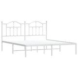 Metal Bed Frame without Mattress with Headboard White 183x213cm 353493