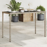 Garden Table with Glass Top Grey 115x54x74 cm Poly Rattan 365073