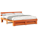 Bed Frame with Headboard Brown 180 x 200 cm Solid Pine Wood 3385675