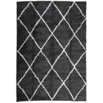 ZNTS Shaggy Rug High Pile Modern Black and Cream 160x230 cm 375413