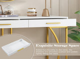 Console table, hallway table with 2 drawers, light luxury style side table, sofa table, 110x32x85 WF322522AAO
