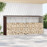 Garden Log Storage Shed Galvanised Steel 330x84x152 cm Brown 47084