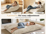3-in-1 Convertible Bean Bag Chair, Memory Foam Filling Lounger with Soft Ribbed Fabric, Removable & T5592P539596