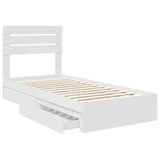 Storage Bed with Headboard White 75 x 190 cm Engineered Wood 3411604