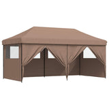 Foldable Party Tent Pop-Up with 4 Sidewalls Brown 4004956