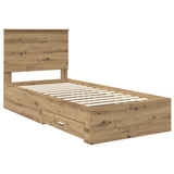 Bed Frame with Drawer Artisan Oak 90 x 200 cm Engineered Wood 3409711
