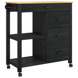 Kitchen Trolley MONZA Black 84 x 40 x 88.5 cm Solid Pine Wood 42027043