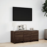 TV Cabinet with LED Brown Oak 97x34x40 cm Engineered Wood 852242